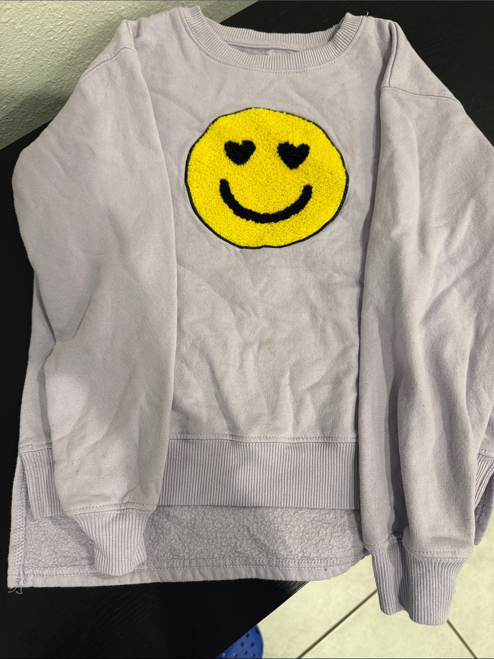Freeze Lavender Pullover with Yellow Smiley Patch